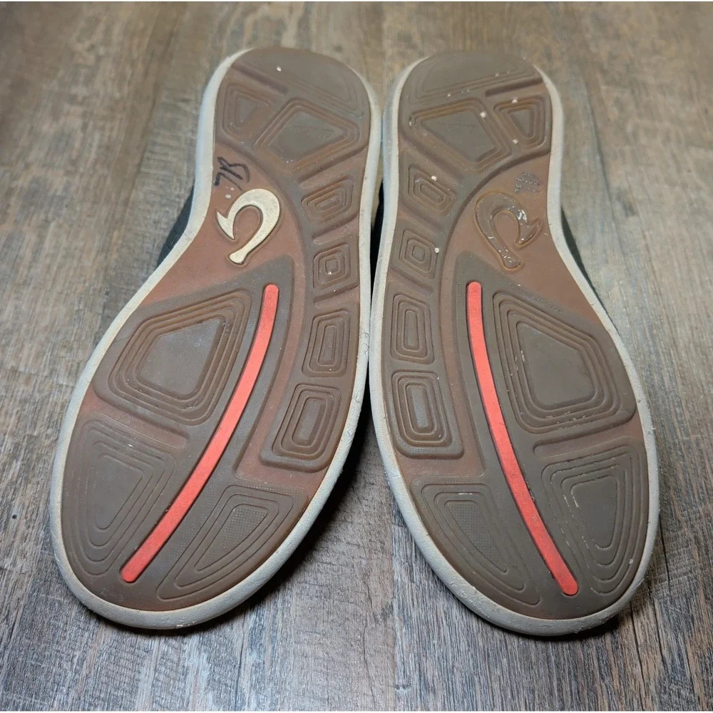 OluKai Moku Pae Island Salt Gray Orange Mens Size 9 Slip On Boat Shoes